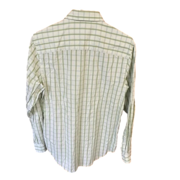 Perry Ellis Pastel Green Plaid Button Up Dress Shirt - Picture 2 of 4
